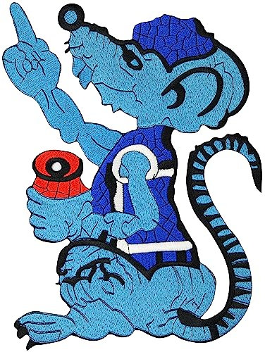 RAT Biker Mouse Rockabilly Rat Middlefinger Iron on Patch Badge BACKPATCH
