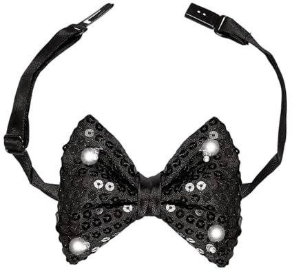 W WIDMANN MILANO Party Fashion - Fliege mit 4 LED-Lichtern, Bowtie, mit Pailletten, Accessoire, Karneval