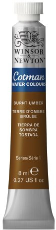 Winsor & Newton 303076 Cotman 8ml Water Colour Tube - Burnt Umber