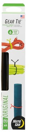 Nite Ize Gear Tie Original ProPacks - Reusable Rubber Twist Ties for Indoor & Outdoor Use - Bendable Wire Interior - Durable Rubber Exterior - Secure Grip - Black, 18 (6 Pack)