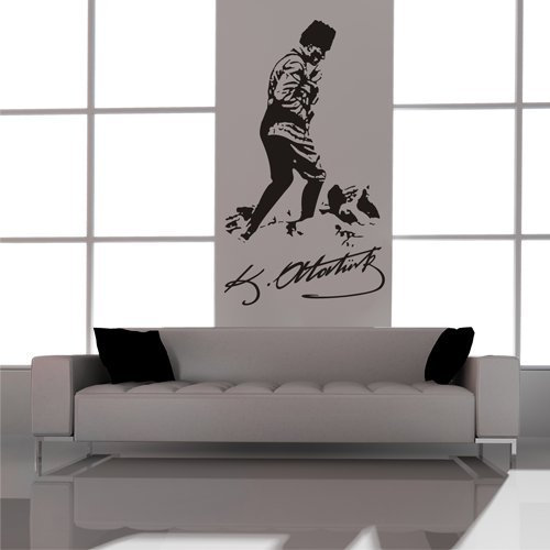 Wandtattoo Atatürk Unterschrift Imza Mustafa Kemal Türkiye Türkei (Schwarz, L / 120 x 68)
