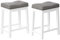 Angel Line Cambridge bar stools, 24 Set of 2, White with Gray Cushion