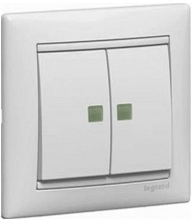 Legrand Valena 774428 - Vl-Int Doble Lumin 1P 10A Blan