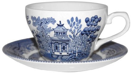 BLUE WILLOW Set of 6, 8 oz cup and saucers CHURCHILL CHINA, Made in England
