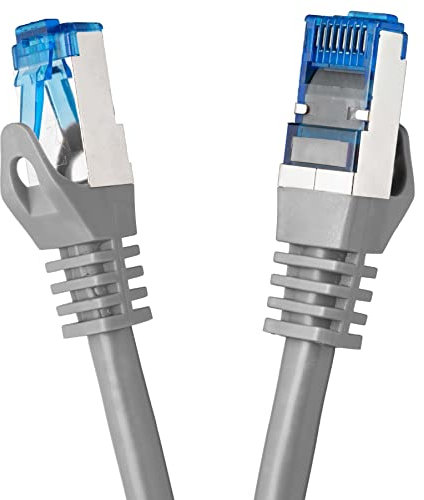 BIGtec 5m CAT.7 LAN Ethernet Kabel Netzwerkkabel Patchkabel Gigabit Patch DSL grau Kupferkabel doppelt geschirmt RJ45 Stecker Cat7 S/FTP PIMF kompatibel PS5 Netzwerk Switch DSL Router Modem