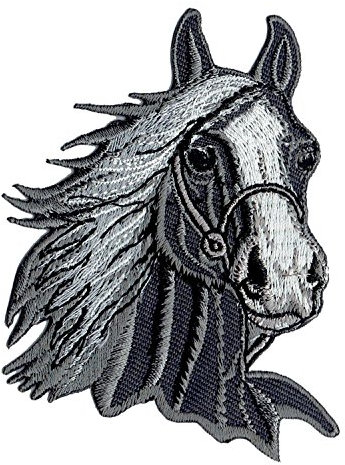 Aufnäher Bügelbild Aufbügler Iron on Patches Applikation Pferd Kopf reiten Pferdekopf