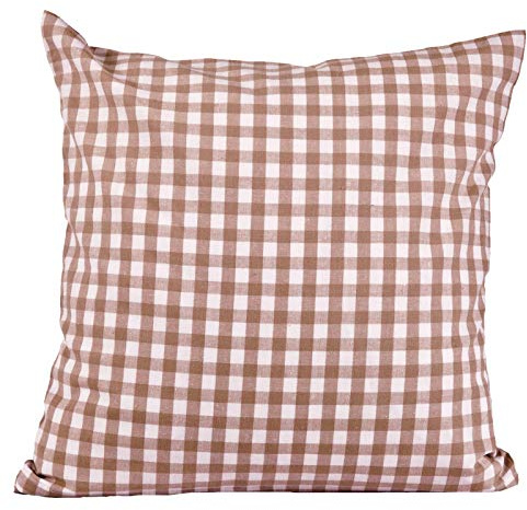 Hans-Textil-Shop Kissenbezug Karo 1x1 cm Reißverschluss - Kissenhülle, Kissen, Sofakissen, Kopfkissen, Dekokissen, Landhaus, Karomuster, Kariert (Beige, 80x80 cm)