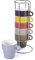Home Color Cup tè Cucina, Porcellana, Azzurro/Viola/Giallo/Rosso/Grigio/Marrone/Cromato, 6 unità (Confezione da 1)