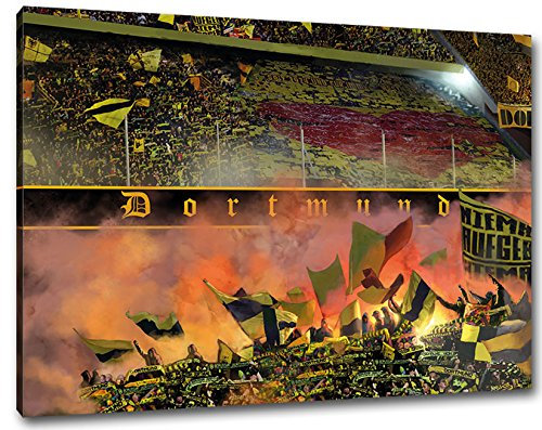 Ultras-Art Herz von Dortmund Format: 120x80, Bild auf Leinwand XL, fertig gerahmt