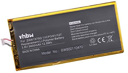 vhbw Li-Polymer Akku 3400mAh (3.8V) kompatibel mit Netbook Pad Tab Tablet Acer Iconia A1-713, A1-713HD, Tab 7 Ersatz für ZAW1975Q, Aprilia.