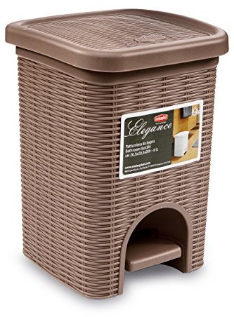 Hummelladen Stefanplast Papelera, cubo de basura, marrón, de plástico, 6 LT, 280 x 205 x 205 mm