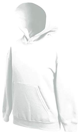 Fruit of the loom Jungen Premium Hooded Sweat Kids Kapuzenpullover, Weiß (White 000), 152 (Herstellergröße: 12-13)