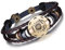 Unendlich U Punk Modisch 12 Sternbilder Sternzeichen Herren Damen Charm Armband Geflochten Leder Legierung Multilayer Braun Armreifen, Krebs(Cancer)