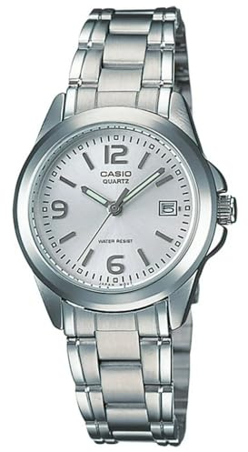 Casio Damen Damenuhr Core Collection, Analog Quartz Movement, 30m Wasserdicht, 27mm Gehäuse, Mineralglas, Silberfarben, Edelstahlband, PEQUEÑO, core