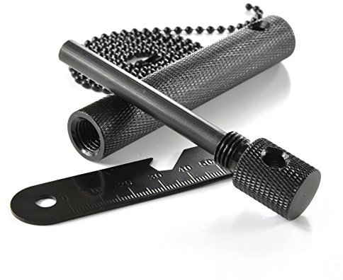 Ganzoo Acciarino, fire starter, fire stone in magnesio con involucro in alluminio, da esterno (Nero)(120x17x17 mm)