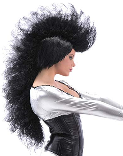 Horror-Shop Schwarze Punk Perücke mit XXL Mohawk