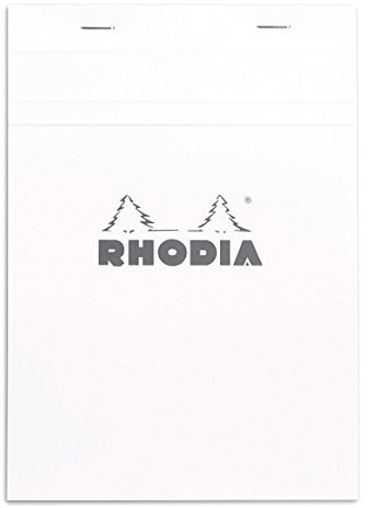 RHODIA 16201C - Stapled Notepad N°16 White - A5 - Small Squares - 80 Detachable Sheets - 80G White Clairefontaine Paper - Soft, Resistant and Waterproof Coated Card Cover - Basics