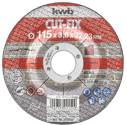 kwb Trennscheibe Cut-Fix 792150 (115 x 22, gekröpft, 3.0 mm dick, für Steinbearbeitung, für Winkelschleifer)
