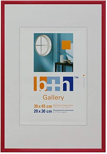 Bilderrahmen 30 x 45 rot Kunststoff, Echt-Glas zum Aufhängen Portrait-rahmen für Puzzle geeignet