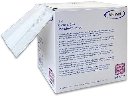 MaiMed med Pflaster Rolle 8cm x 5m Pflaster Box Wundpflaster Heftpflaster - Elastisch Weiß Sensitiv - Starke Klebekraft