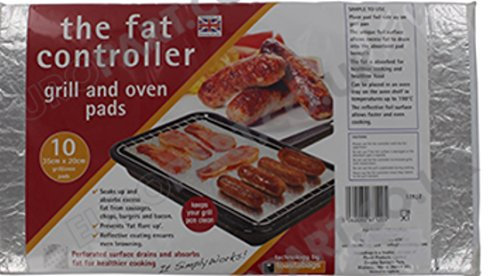 The Fat Controller Grill Pan & Oven Protective Grease Absorbant Tray Pads (Pack of 10, 35cm x 20cm)