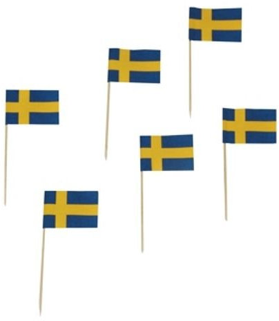 Flaggenpicker / Deko-Picker SCHWEDEN (8 cm - 50 Stück)