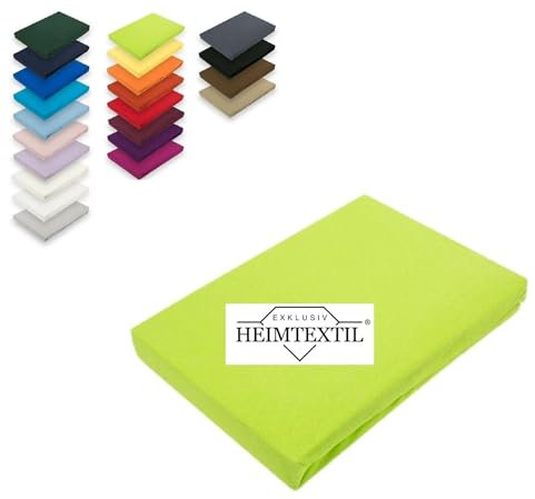 EXKLUSIV HEIMTEXTIL Marke Jersey Spannbettlaken 90-100 x 200 cm 100% Baumwolle Öko - Tex Zertifiziert, Markenqualität, Matratzenhöhe bis 25 cm, Apfelgrün