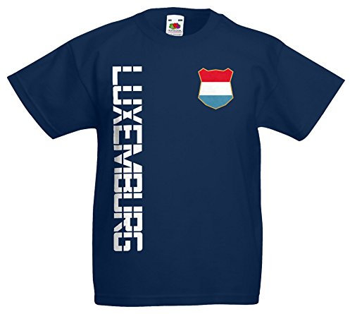 Luxemburg Kinder-Shirt Name Nummer Trikot EM-2021 Navyblau 116