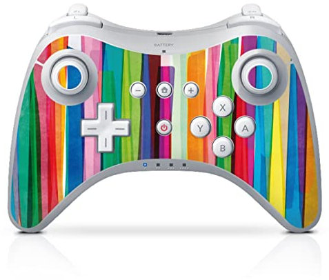 DeinDesign Skin kompatibel mit Nintendo Wii U Pro Controller Folie Sticker Streifen Wasserfarbe bunt