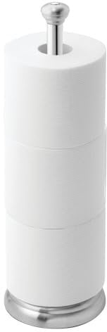 iDesign York Metal Soporte para rollos de papel higiénico, portarrollos de pie para baño de acero inoxidable, plateado