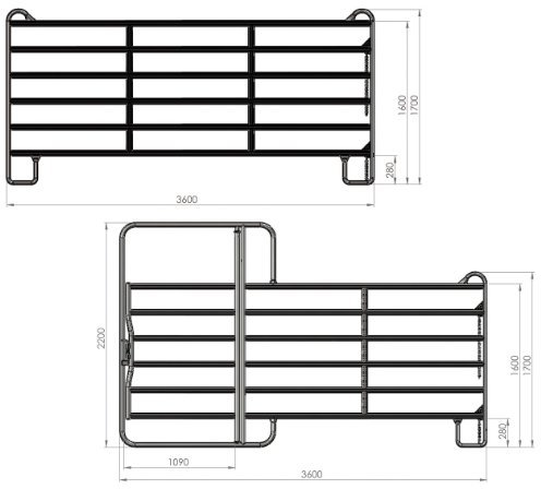 Kerbl Panel - Zaunelement 3,6 m mit Tor (incl. Kettenverschl)
