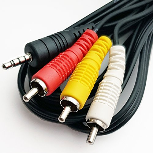 Loops 5m 3.5mm 4 Pole Jack Plug to 3 RCA/PHONO Male AV Cable/Lead - Car TV Video Camera