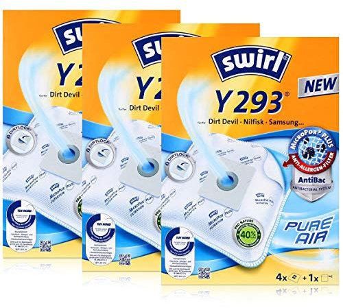 12 Original SWIRL Y293 Staubsaugerbeutel passend für Dirt Devil R9 (alternativ Y293)