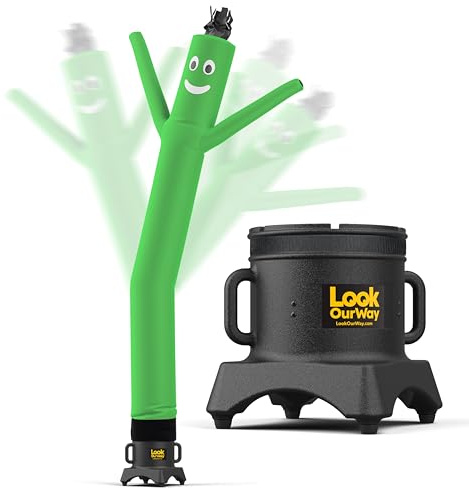 LookOurWay Air Dancers Aufblasbarer Schlauch, Mann-Set, 3 m hoch, verrückt, winkend, aufblasbar, mit 30,5 cm Durchmesser Gebläse für Business-Promotion, Grün