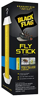 Black Flag Fly Stick, Trap Houseflies and Flying Insects, Pack of 6