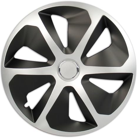 Cartrend 70390 Cartrend Radzierblenden Set Rocco, 4 er Set, 35.56 cm (14 Zoll) silber schwarz