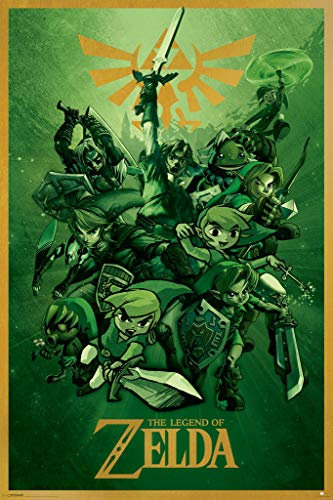 Pyramid America - Zelda Link Poster, Retro, Grün, Unisex, Wohnzimmer, Rechteckig, Ohne Rahmen, Hochformat, Glänzend, 61 x 91,5 cm