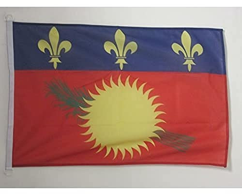 AZ FLAG - Drapeau Guadeloupe alternatif Spécial Extérieur - 90x60 cm - Pavillon Nautique Guadeloupéen - France En Maille Bloquée Avec Anneaux Plastiques Intégrés - 80g