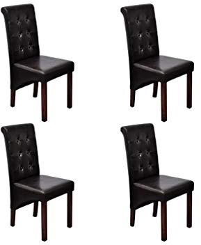 vidaXL Esszimmerstühle 4 STK., Esszimmerstuhl Hochlehner, Stuhl Polsterstuhl für Esszimmer Küche, Essstuhl Küchenstuhl, Modern, Braun Kunstleder