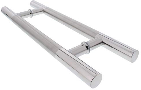 ToniTec - Set maniglia per porta in vetro, coppia di maniglie per porte in vetro, 500 mm 300 mm, in acciaio inox