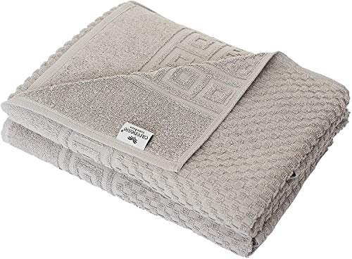 Carenesse 2er Duschtücher Set 70 x 140 cm grau I Premium Hotelqualität 100% Baumwolle Öko-Tex 100 I Handtücher Set mit Waffelmuster & Bordüre I Frottee Handtuch fusselfrei/saugstark/weich