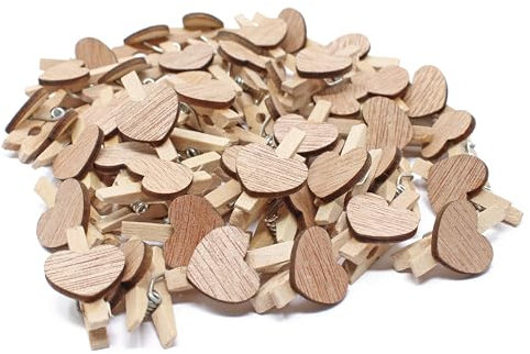 Wäscheklammer 25 mm mit 15 mm, Herzform, Shabby Chic, Vintage, für (25), holz, beige, 25 mm