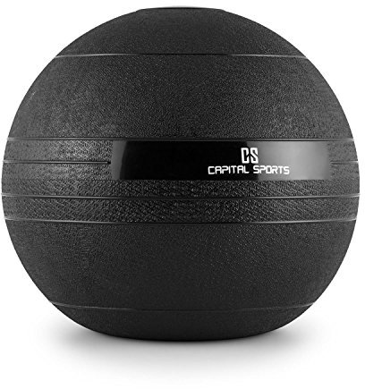 CAPITAL SPORTS Groundcracker - Medizinball, Slamball, Fitness Ball, Krafttraining, Ausdauertraining, Koordination, Füllung: Sand/Eisen, abwaschbar, schwarz, Gewicht: 20 kg