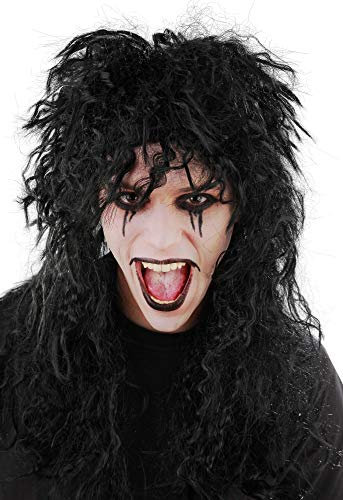 schwarze Hard Rocker Perücke für Herren Fasching Perücken Männer Karneval Vokuhila