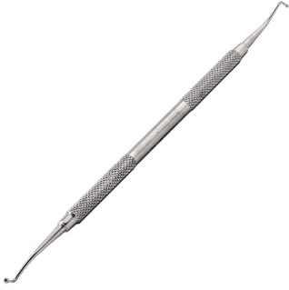 Leonidov® Akupressur Stift 17 cm gebogen aus Edelstahl – Hochwertiger Punktsucher für Akupunktur & Akupressur, doppelseitig (Spitzen 1.5 / 2mm)