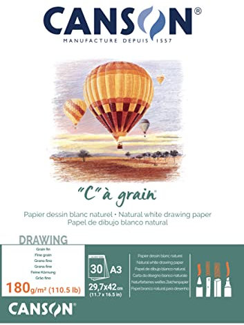 Canson 400060578 C a grain Zeichenpapier, A3, naturweiß