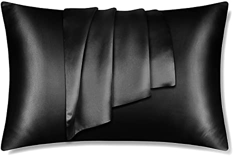 LULUSILK Seide Kissenbezug 40x60cm Schwarz, Haar- & Hautpflege, 1 Stück | 100% echte Maulbeerseide, verdeckter Reißverschluss. Atmungsaktiv, sommerkühlend. Geschenkverpackung.