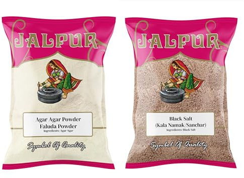 Jalpur Miller’s Spice Combo Pack | Agar Agar Powder 100g & Black Salt 100g | Vegetarian Thickening Agent & Kala Namak Seasoning | Dessert Making, Baking, Drinks & Everyday Cooking (2 Pack)