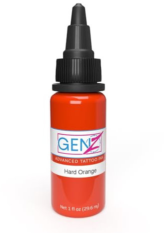 INTENZE Tattoo Farbe orange 30ml -Hard Orang - Das Original: Farbecht&absolut steril -Tattoo Tinte vegan- Tattoo Ink für lebendiges permanent Tattoo,Stick&Poke-Tattoofarbe mit perfekter Konsistenz