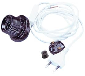 Rayher Lampenfassung E27, weiß, Länge 180 cm, unmontiert, mit Zwischenschalter und Netzkabel, Elektrofassung, 2302202